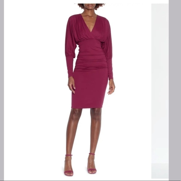 Revolve Susana Monaco Ruched Long Sleeve dress S - Picture 1 of 7